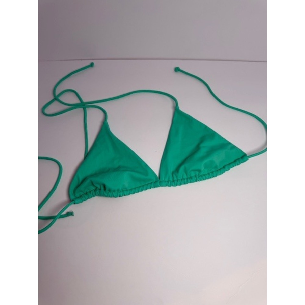Victoria's Secret Green Triangle Bikini Top Women Solid String Swim Top sz S